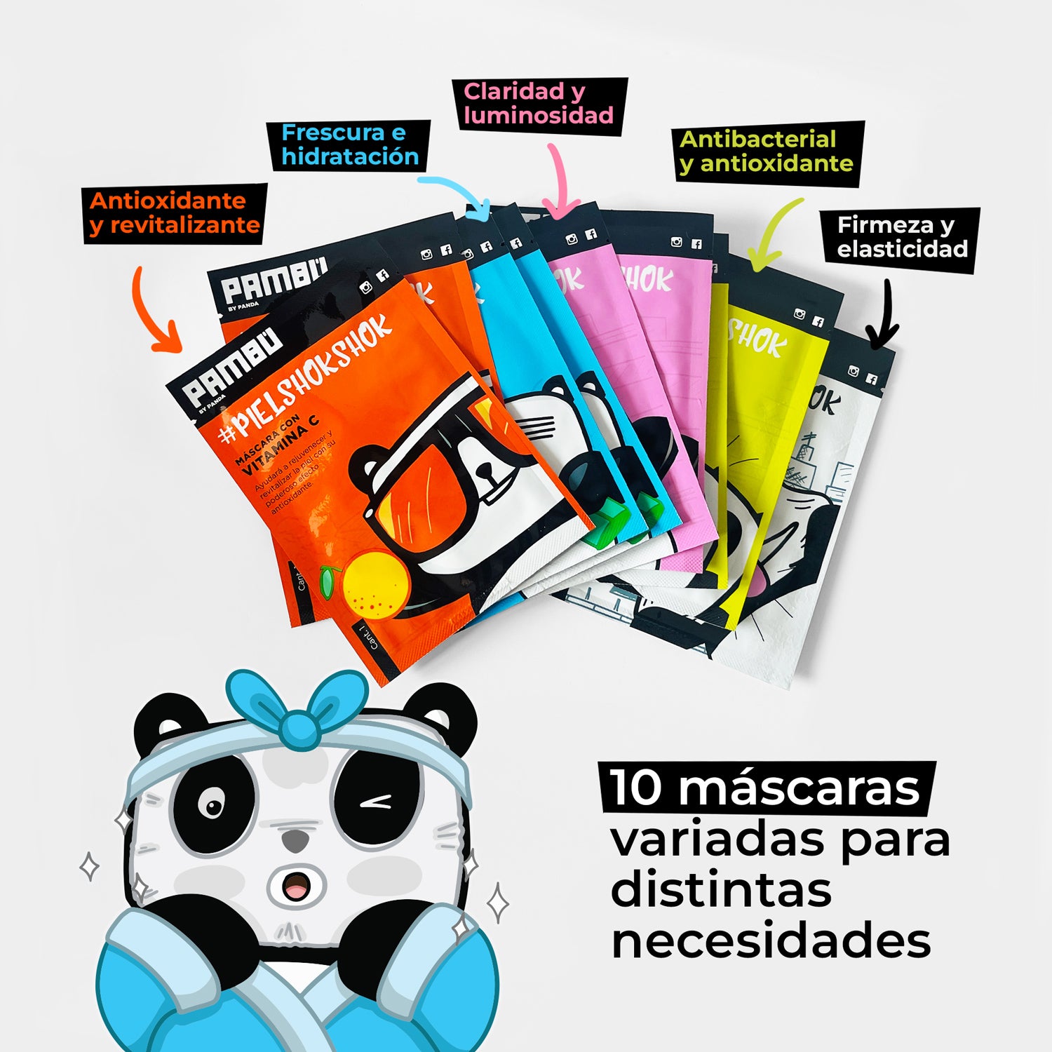 "Kit de Mascarillas Variadas (10 Unidades) - Sheet Masks PAMBÚ | Hidratación y Cuidado Completo