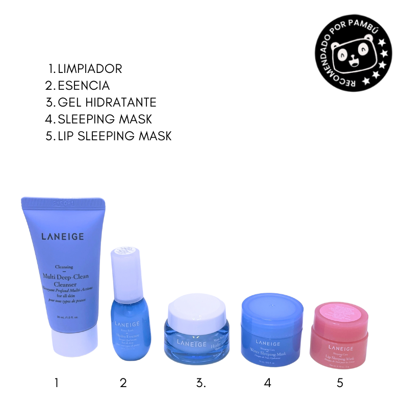 KIT RUTINA DE 5 PASOS DE TAMAÑO VIAJERO_HYDRATION- TO GO! LANEIGE